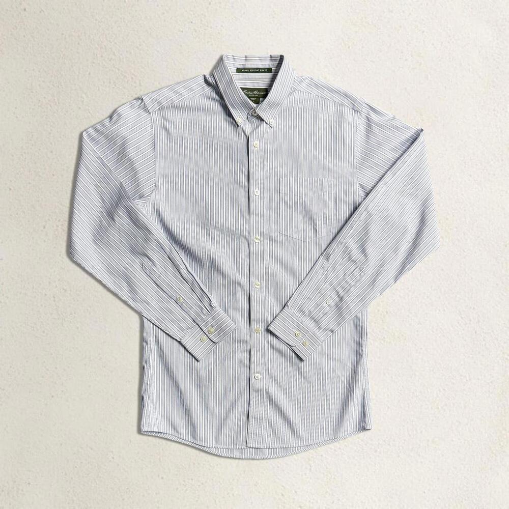👔 Eddie Bauer Striped Button-Down (S)